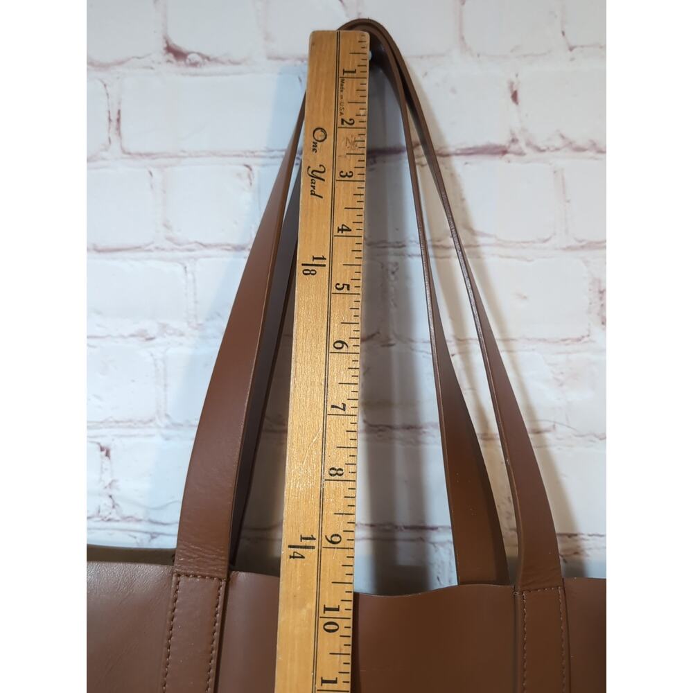 Everlane Soft Leather Shopper Tote Bag Brown Cognac Open Top 2 Handle 14 X 13 - Picture 9 of 17